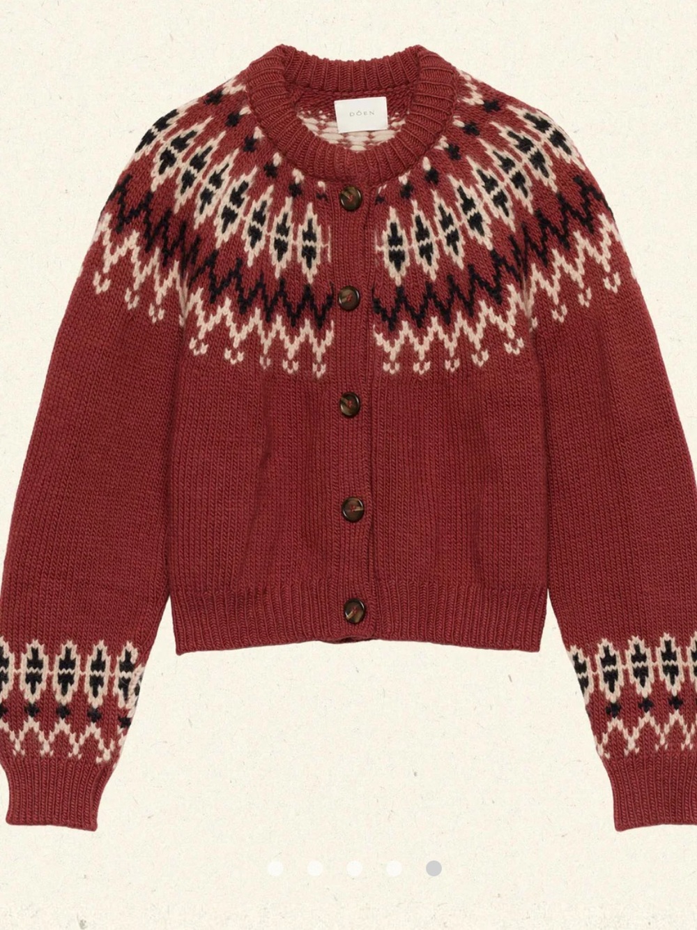 Doen Clarke Cardigan - Burgundy Olympia Fair Isle Size M